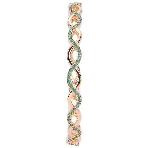 Gold Plated Round Green CZ American Diamond Bangle