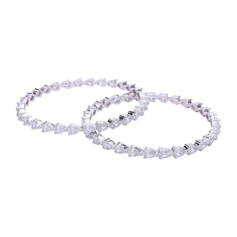 Silver Plated White Pear CZ American Diamond Bangle