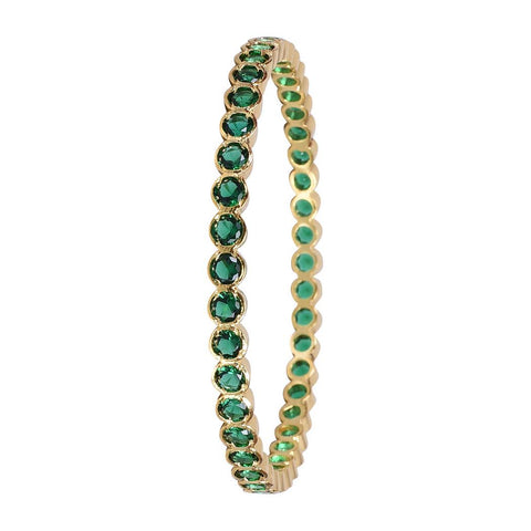Gold Plated Green CZ American Diamond Bangle