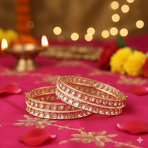 Kundan Diamond CZ Openable Pearl Heavy Kada Bangles