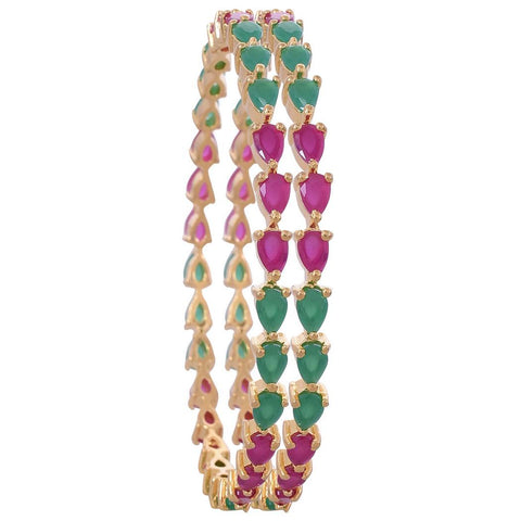 Gold Plated Pear CZ American Diamond Bangle
