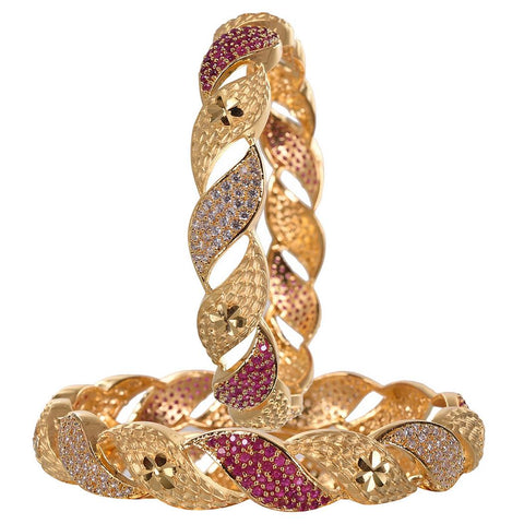 Gold Plated Red White CZ Frosting American diamond Bangle