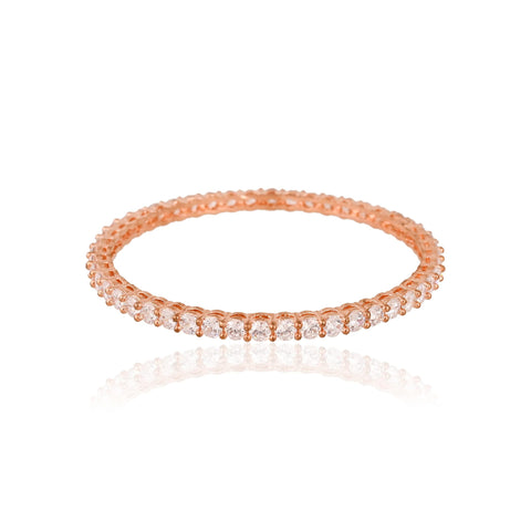 Rose Gold Plated White CZ Single Line Bangle