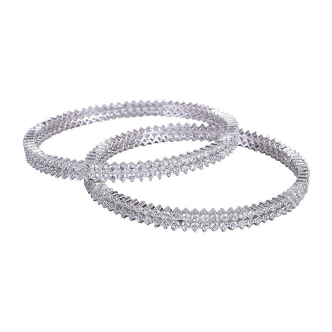 Silver Plated White CZ Double Line Bangle