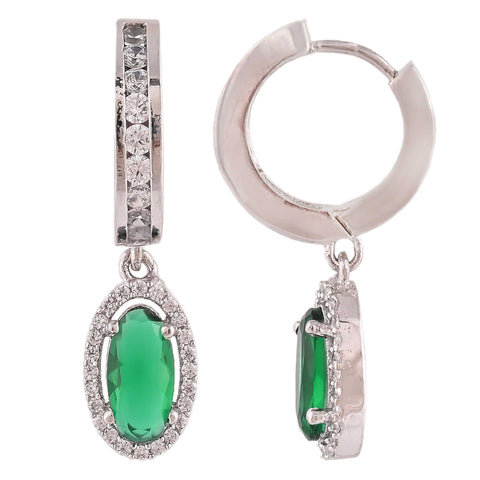 Sophisticated Glam: Handcrafted CZ Green Hoop Earrings for the Modern Woman