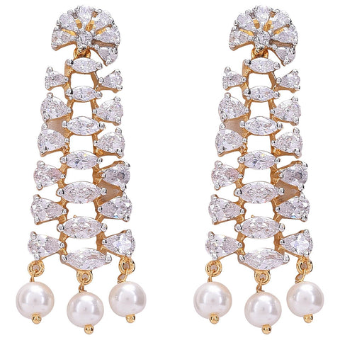 Exquisite Handcrafted CZ and Pearl Necklace Set