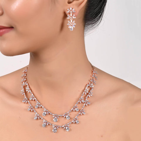 Regal CZ Necklace Set: Premium and Sophisticated Jewelry for Women