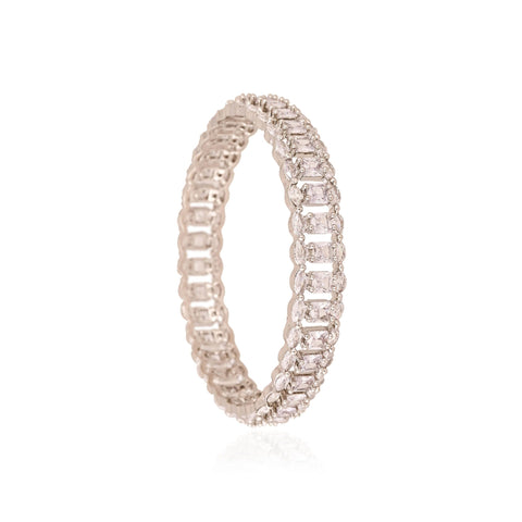 Silver Plated White Dual line CZ American Diamond Bangle