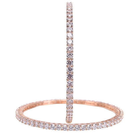 Rose Gold Plated White Round CZ Solitaire Bangle