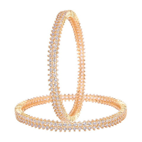 Gold Plated White CZ Double Line Bangle