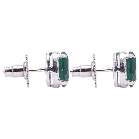 Modern Glamour: Handmade CZ Green Stud Earrings for the Contemporary Lady