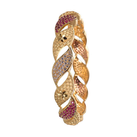 Gold Plated Red White CZ Frosting American diamond Bangle