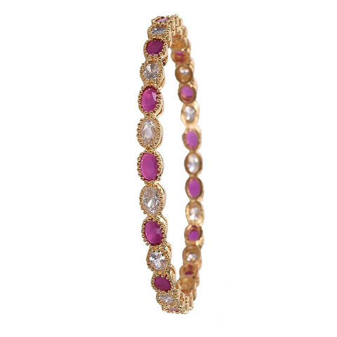 Gold Plated American Diamond Red White Oval CZ Bangle