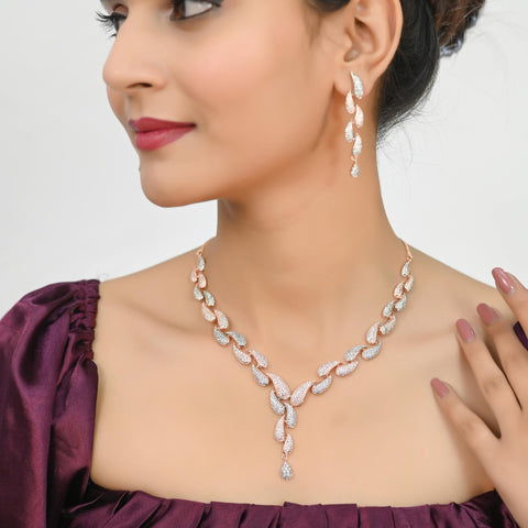 Traditional Indian CZ Necklace Set with a Modern Twist
