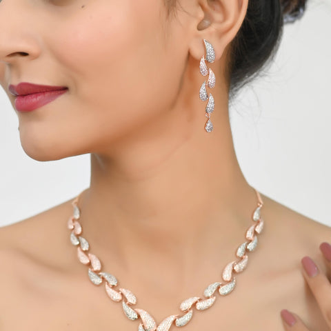 Traditional Indian CZ Necklace Set with a Modern Twist