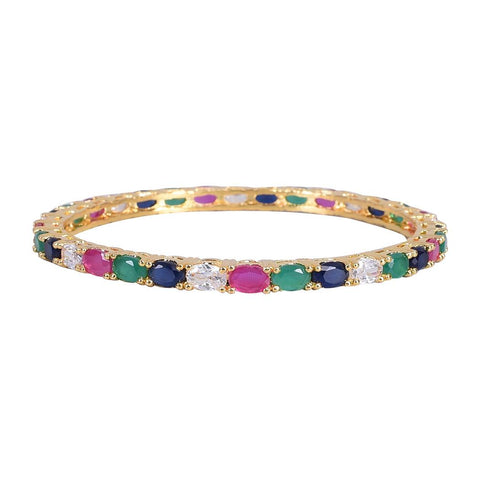 Gold plated Multi Color American Diamond CZ Bangle Set