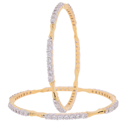Gold Plated White CZ American Diamond Bangle