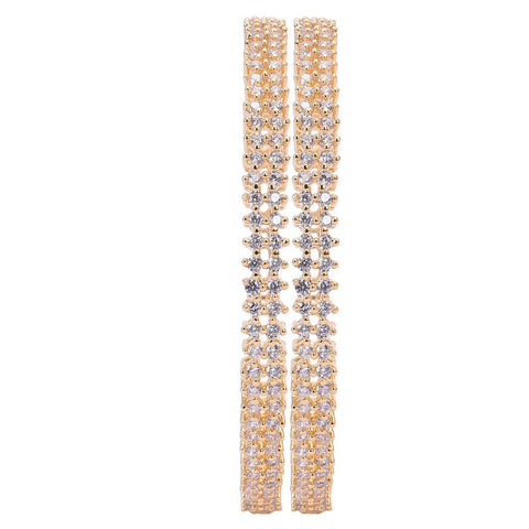 Gold Plated White CZ Double Line Bangle