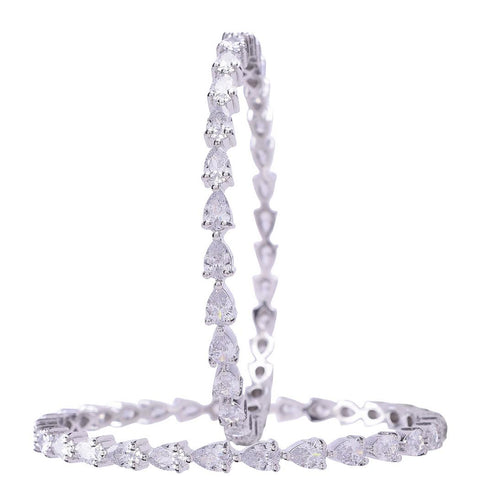 Silver Plated White Pear CZ American Diamond Bangle