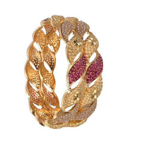 Gold Plated Red White CZ Frosting American diamond Bangle