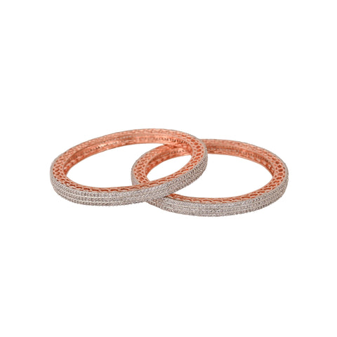Rose Gold Plated White CZ Carving American Diamond Bangle