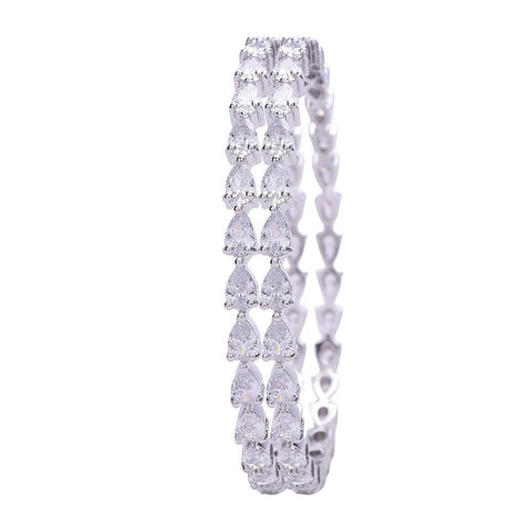 Silver Plated White Pear CZ American Diamond Bangle