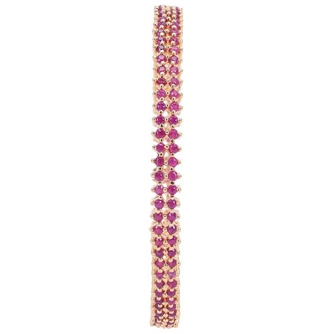 Gold Plated Red CZ Double Line Bangle