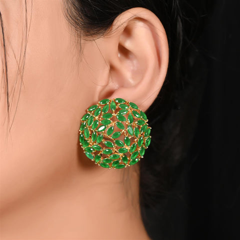 Dazzle and Shine with Our Unique CZ Stud Green Earrings Collection