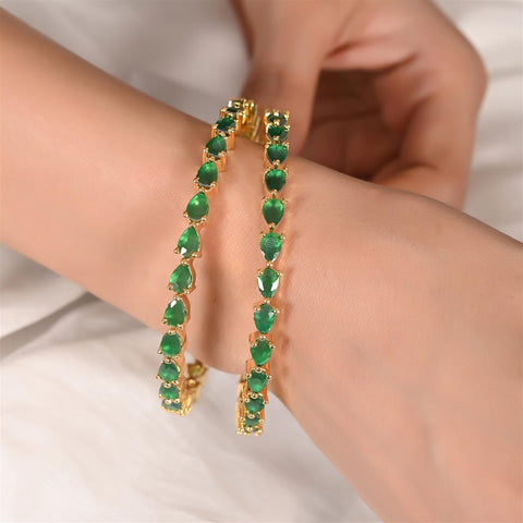 Gold Plated Pear CZ American Diamond Bangle