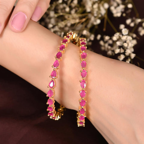 Gold Plated Pear CZ American Diamond Bangle