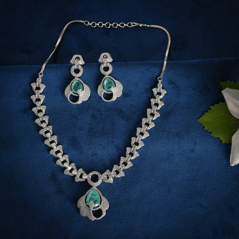 Silver Polished Designer Necklace Set