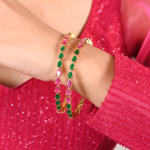 Gold Plated Pear CZ American Diamond Bangle