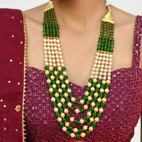 Glass & Pearl Stone Beads Sarafa Adorable Necklace