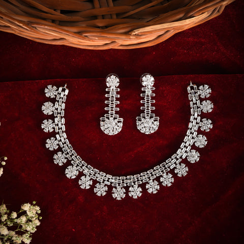 Floral CZ Necklace Set