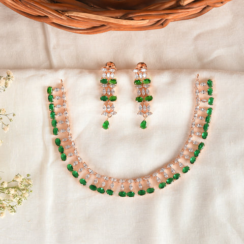 CZ Necklace Set with Heavy Earrings