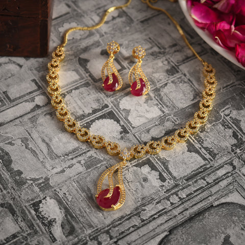 Elegant Indian CZ Necklace Set for a Touch of Tradition