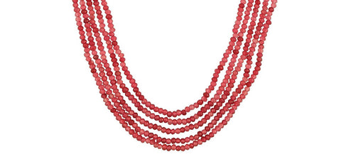 Radiant and Alluring: Semi-Precious Magenta Rani Beads Necklace for Women