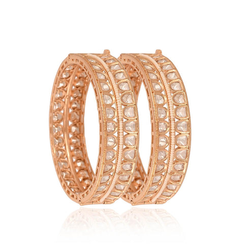 Kundan Diamond CZ Openable Pearl Heavy Kada Bangles