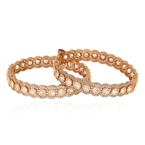 Kundan Diamond CZ Openable Mehendi Polish Kada Bangles