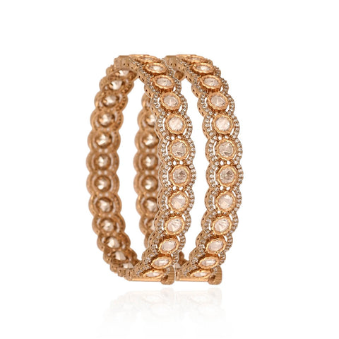 Kundan Diamond CZ Openable Mehendi Polish Kada Bangles