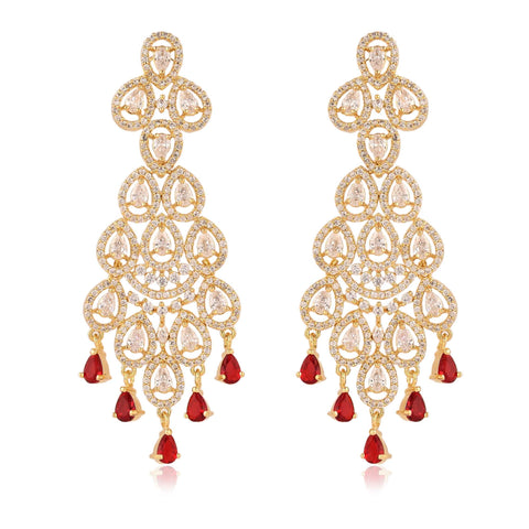 Find Your Perfect Match: Designer CZ Red Drop Earrings for Every Outfit