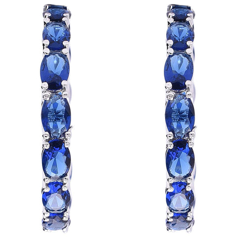 A Must-Have for Fashion-Forward Women: Designer CZ Blue Hoop Earrings