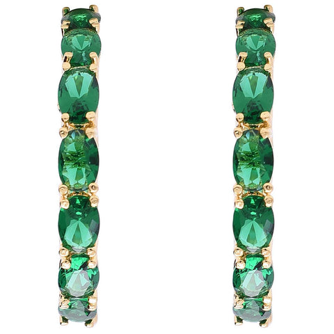 Make a Statement with our Handmade CZ Green Hoop Earrings