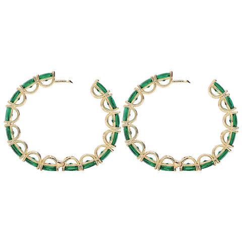 Make a Statement with our Handmade CZ Green Hoop Earrings