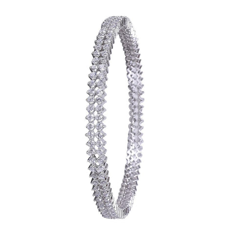 Silver Plated White CZ Double Line Bangle