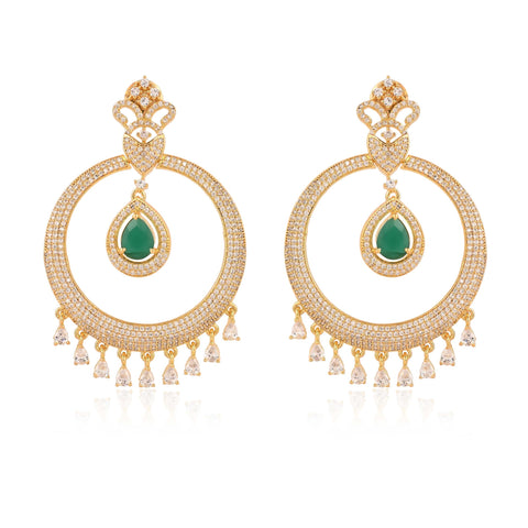 Glam Up Your Look with These Gorgeous CZ Green Drop Earrings for Women