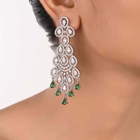 Bold and Beautiful: The Most Eye-Catching Green CZ Drop Earrings for Women
