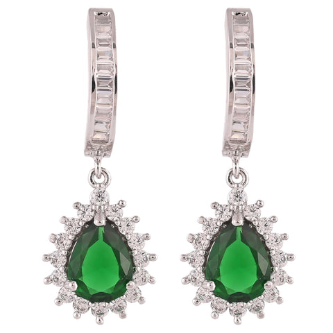 Get Noticed with Modern Designer Green CZ Hoop Earrings