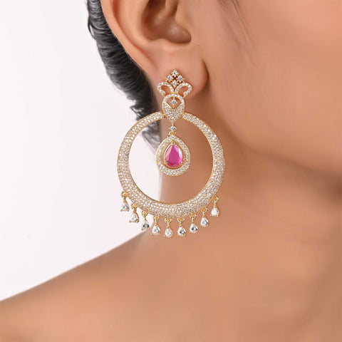 Elevate Your Style with These Unique Designer CZ Red Drop Earrings for Women