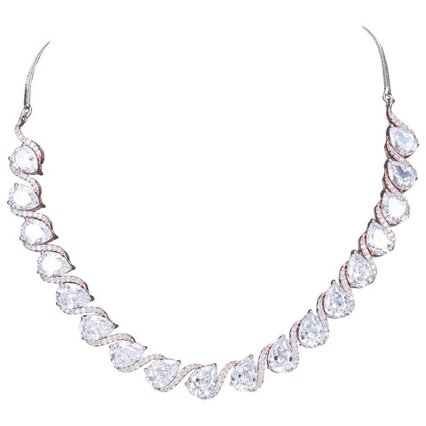 Gleaming Handcrafted CZ Necklace Set - An Opulent and Glamorous Jewelry Piece